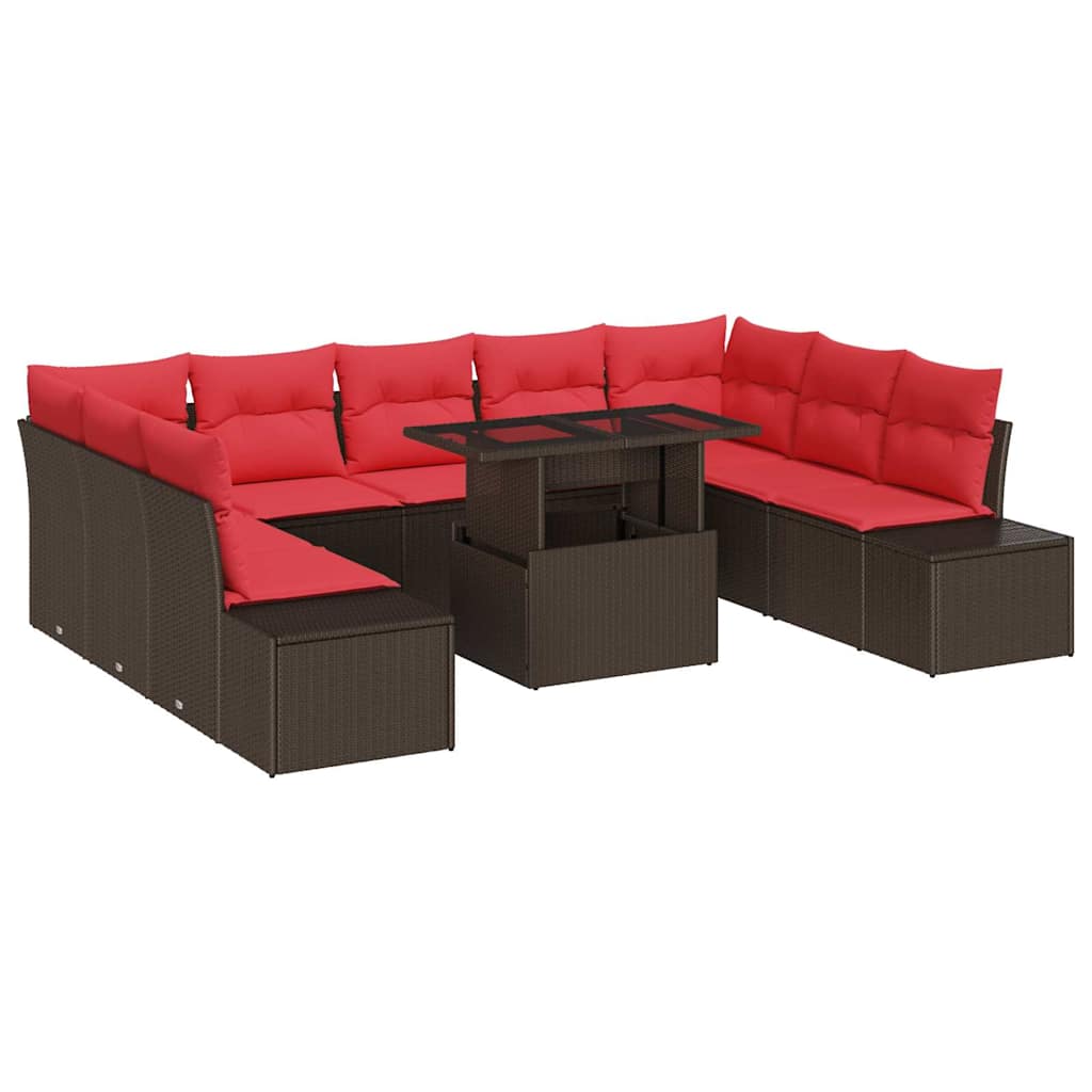 vidaXL Tuinbank Set 10 st Bruin poly rattan