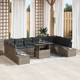 vidaXL Garden Lounge Set with Storage 11 pcs Black Poly Rattan