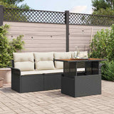 vidaXL Tuinbank Set met opslag 5 pcs Zwart Poly rattan