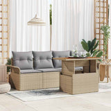 vidaXL Tuinbank Set met opslag 5 pcs Zwart Poly rattan