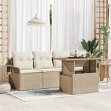 vidaXL Tuinbank Set met opslag 5 pcs Zwart Poly rattan