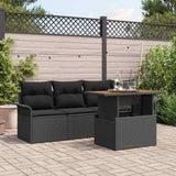 vidaXL Tuinbank Set met opslag 5 pcs Zwart Poly rattan