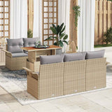 vidaXL Tuinbank Set met opslag 6 pcs Zwart Poly rattan