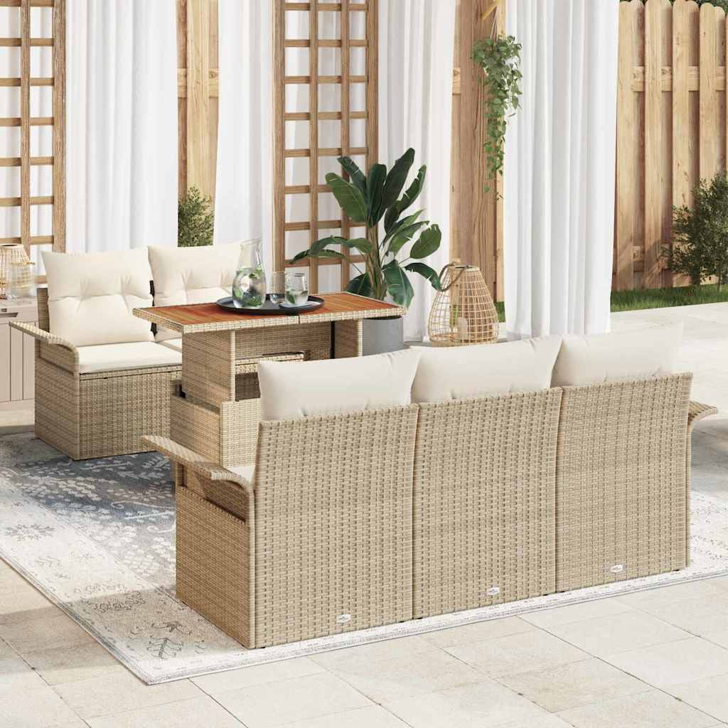 vidaXL Tuinbank Set met opslag 6 pcs Zwart Poly rattan