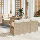 vidaXL Tuinbank Set met opslag 6 pcs Zwart Poly rattan