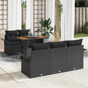 vidaXL Tuinbank Set met opslag 6 pcs Zwart Poly rattan