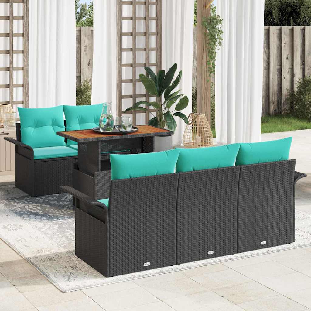 vidaXL Tuinbank Set met opslag 6 pcs Grijs Poly rattan