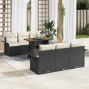 vidaXL Tuinbank Set met opslag 7 pcs Zwart Poly rattan