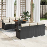 vidaXL Tuinbank Set met opslag 7 pcs Zwart Poly rattan