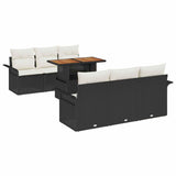 vidaXL Tuinbank Set met opslag 7 pcs Zwart Poly rattan