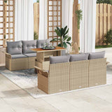 vidaXL Tuinbank Set met opslag 7 pcs Zwart Poly rattan