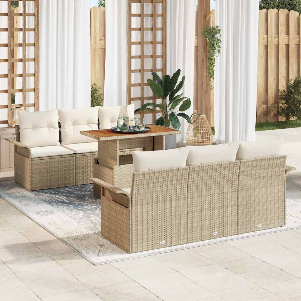 vidaXL Tuinbank Set met opslag 7 pcs Zwart Poly rattan