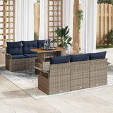 vidaXL Tuinbank Set met opslag 7 pcs Grijs Poly rattan