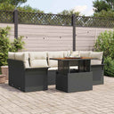vidaXL Tuinbank Set met opslag 7 pcs Zwart Poly rattan
