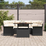 vidaXL Tuinbank Set met opslag 7 pcs Zwart Poly rattan