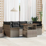 vidaXL Tuinbank Set met opslag 7 pcs Zwart Poly rattan