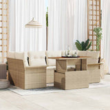 vidaXL Tuinbank Set met opslag 7 pcs Zwart Poly rattan