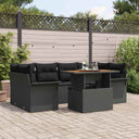 vidaXL Tuinbank Set met opslag 7 pcs Zwart Poly rattan