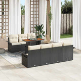 vidaXL Tuinbank Set met opslag 8 pcs Zwart Poly rattan