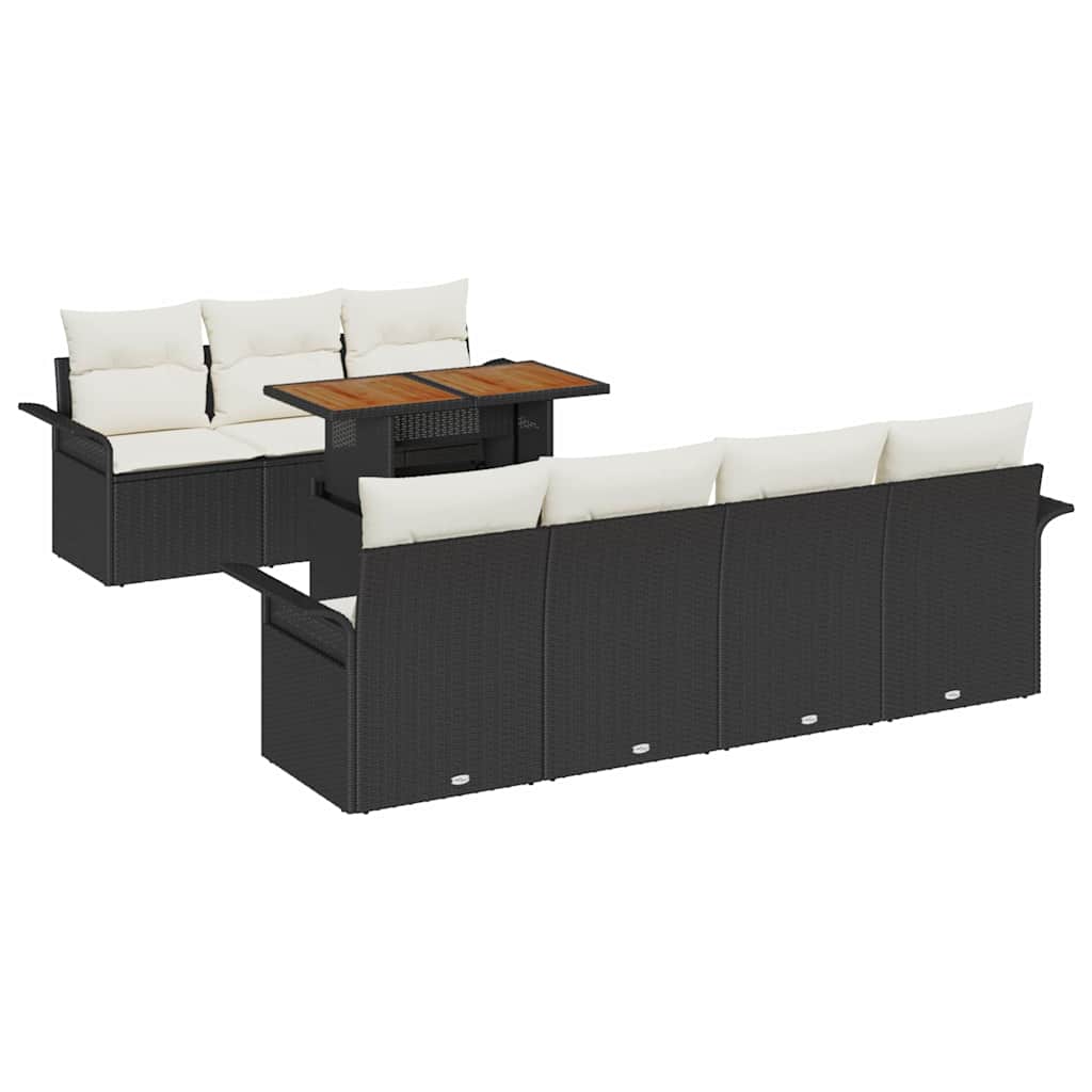 vidaXL Tuinbank Set met opslag 8 pcs Zwart Poly rattan