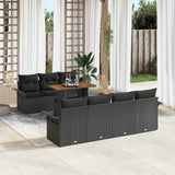 vidaXL Tuinbank Set met opslag 8 pcs Zwart Poly rattan