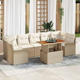 vidaXL Tuinbank Set met opslag 8 pcs Zwart Poly rattan