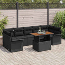 vidaXL Tuinbank Set met opslag 8 pcs Zwart Poly rattan
