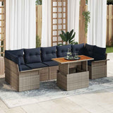 vidaXL Tuinbank Set met opslag 8 pcs Grijs Poly rattan