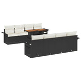 vidaXL Tuinbank Set met opslag 9 pcs Zwart Poly rattan