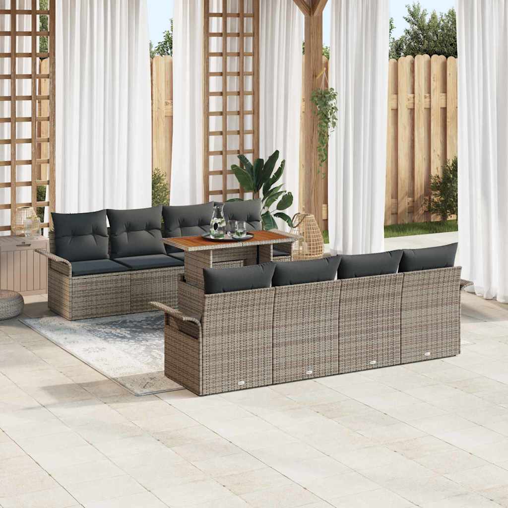 vidaXL Tuinbank Set met opslag 9 pcs Zwart Poly rattan