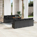 vidaXL Tuinbank Set met opslag 9 pcs Zwart Poly rattan