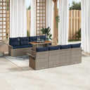 vidaXL Tuinbank Set met opslag 9 pcs Grijs Poly rattan