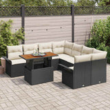 vidaXL Tuinbank Set met opslag 9 pcs Zwart Poly rattan