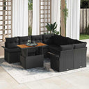 vidaXL Tuinbank Set met opslag 9 pcs Zwart Poly rattan