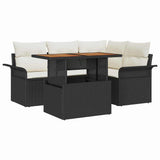 vidaXL Tuinbank Set met opslag 5 pcs Zwart Poly rattan