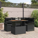vidaXL Tuinbank Set met opslag 5 pcs Zwart Poly rattan