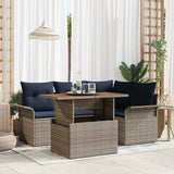 vidaXL Garden Lounge Set with Storage 5 pcs Grey Poly Rattan