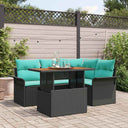 vidaXL Garden Lounge Set with Storage 5 pcs Grey Poly Rattan