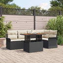 vidaXL Tuinbank Set met opslag 6 pcs Zwart Poly rattan