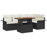 vidaXL Tuinbank Set met opslag 6 pcs Zwart Poly rattan