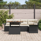 vidaXL Tuinbank Set met opslag 6 pcs Zwart Poly rattan