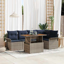 vidaXL Garden Lounge Set with Storage 6 pcs Grey Poly Rattan