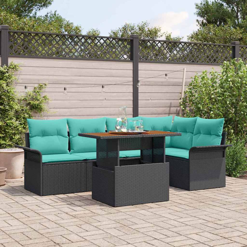 vidaXL Garden Lounge Set with Storage 6 pcs Grey Poly Rattan