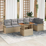 vidaXL Tuinbank Set met opslag 7 pcs Zwart Poly rattan