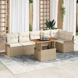 vidaXL Tuinbank Set met opslag 7 pcs Zwart Poly rattan