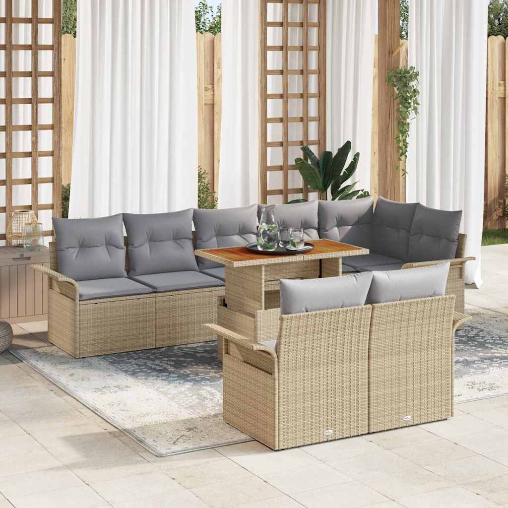 vidaXL Tuinbank Set met opslag 9 pcs Zwart Poly rattan