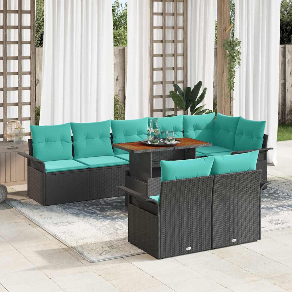 vidaXL Tuinbank Set met opslag 9 pcs Grijs Poly rattan