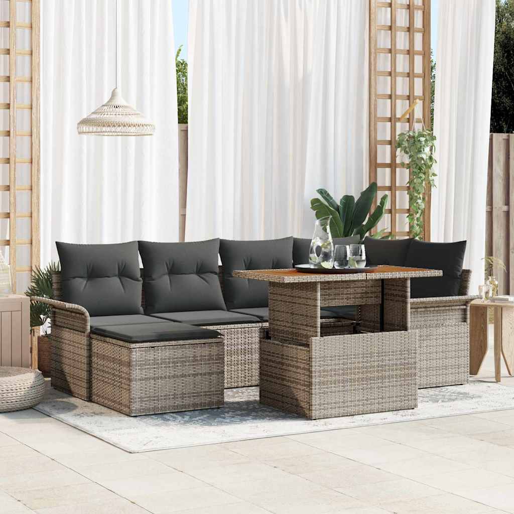 vidaXL Tuinbank Set met opslag 7 pcs Zwart Poly rattan