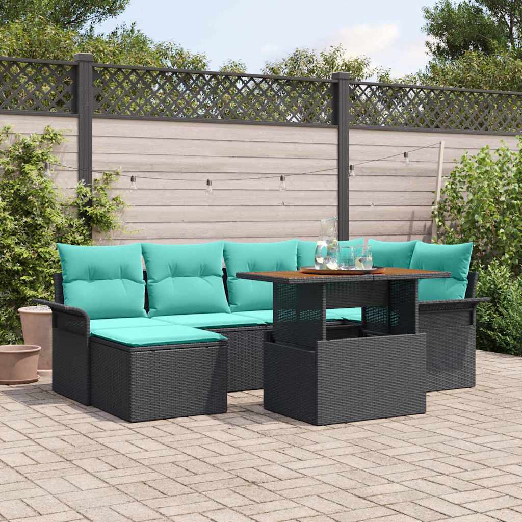 vidaXL Garden Storage Bench Set 7 pcs Grey Poly Rattan