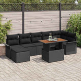 vidaXL Tuinbank Set met opslag 8 pcs Zwart Poly rattan